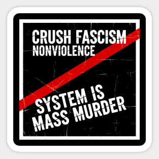 Crush Fascism Graphic with Red Slash and System Error Protest Message Sticker